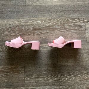 Steve Madden pink slide block heel sandals